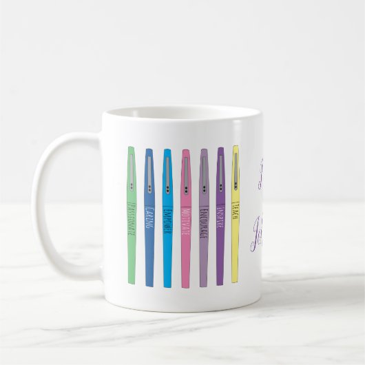 Rainbow Teacher Pens Inspirerend Mok met naam (Links)