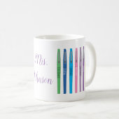 Rainbow Teacher Stylo Mug inspirant avec nom (Devant droit)