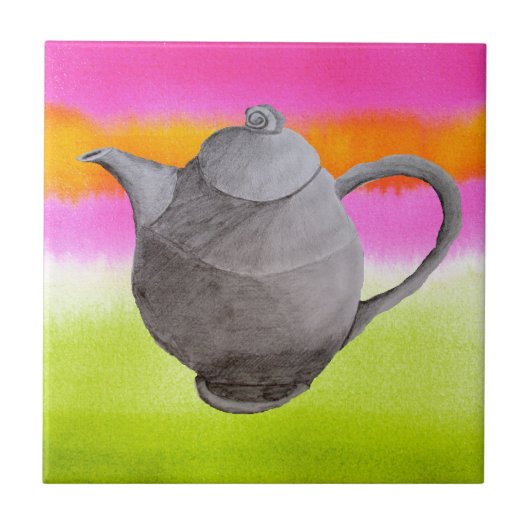 Rainbow Teapot arty tea party Tegeltje (Voorkant)
