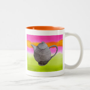 Rainbow Teapot arty tea party Tweekleurige Koffiemok
