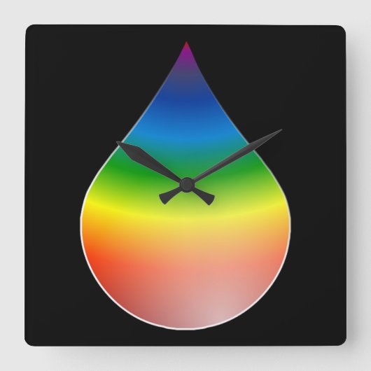 RAINBOW TEARDROP VIERKANTE KLOK (Voorkant)