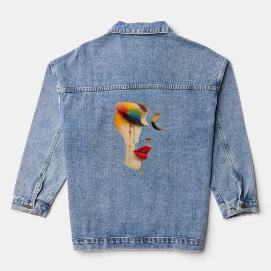 Rainbow Tears Art Denim Jacket (Achterkant)