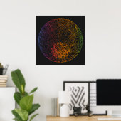 Rainbow Technical Moon Space illustratie 24x24 Poster (Thuiskantoor)