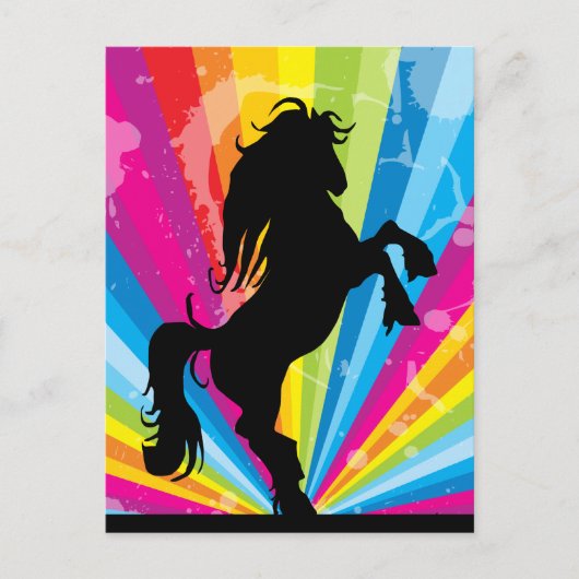 Rainbow Techno Silhouette Horse Briefkaart (Voorkant)