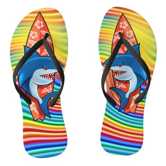 Rainbow Teenslippers Shark surf hippy boho (Voetbed)
