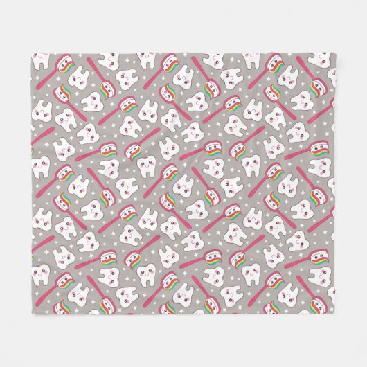 Rainbow Teeth Pattern Fleece Deken (Voorkant (Horizontaal))