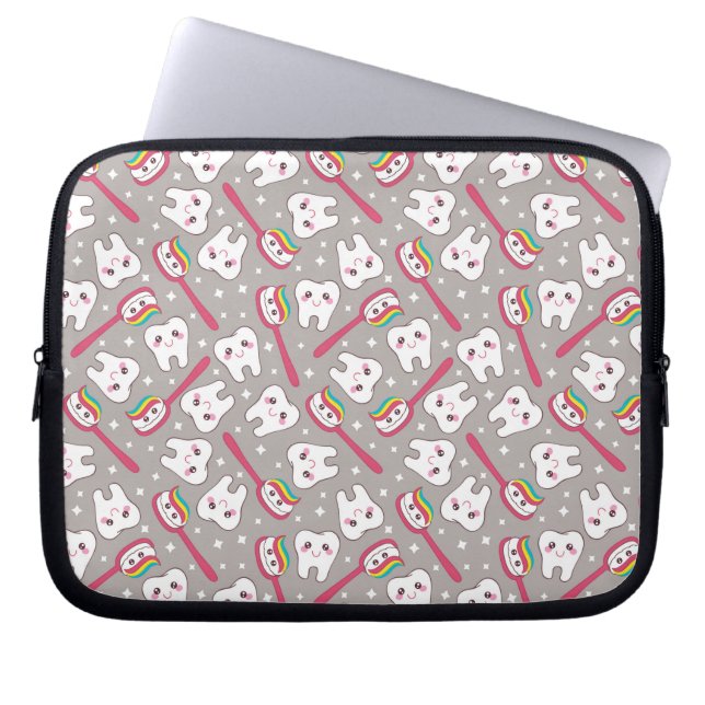 Rainbow Teeth Pattern Laptop Sleeve (Voorkant)