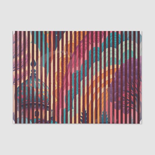 Rainbow Temple Striped Tissue Paper – Customizable Tissuepapier (Voorkant)