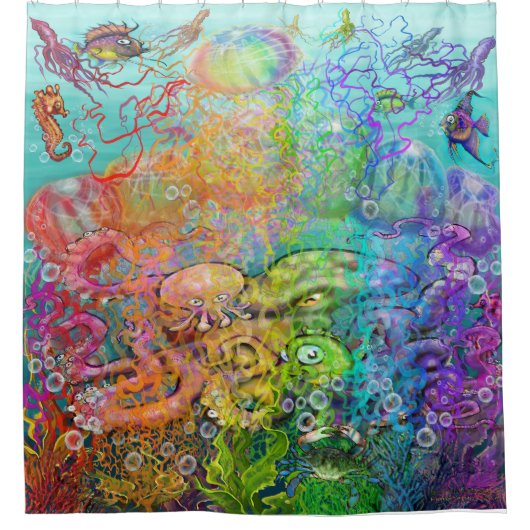 Rainbow Tentacles Douchegordijn (Voorkant)