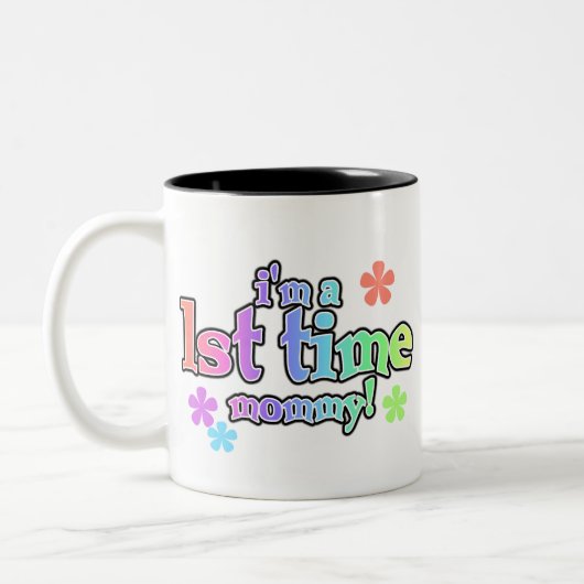 Rainbow Text First Time Mama Tweekleurige Koffiemok (Links)