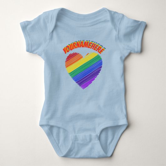 Rainbow Text Rainbow Heart Baby Bodysuit (Voorkant)