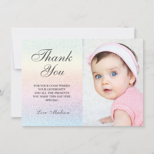 Rainbow Thank You Cartes Parties scintillant Photo (Devant)