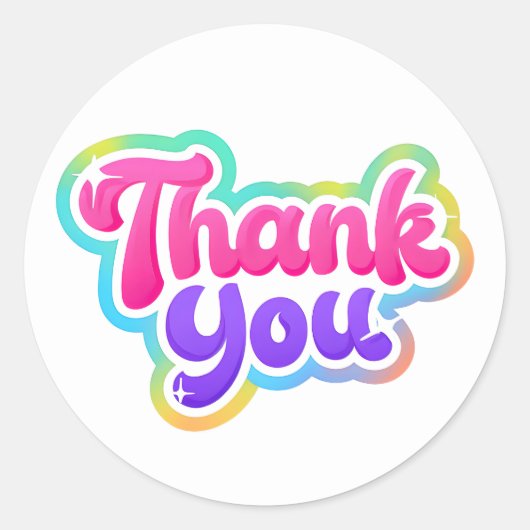 Rainbow Thank You Sticker - Kleurrijk & Schattige (Voorkant)