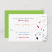 Rainbow Theme Floral Wedal RSVP Réponse (Devant / Derrière)
