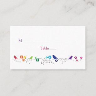 Rainbow Theme Oiseaux Fleurs Mariage Cartes de Pla