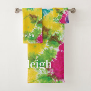 Rainbow Tie Dye Aangepaste naam Housewarming Bad Handdoek