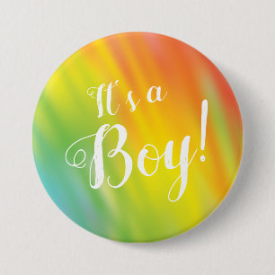 Rainbow Tie Dye Baby shower Het is een jongen Ronde Button 7,6 Cm