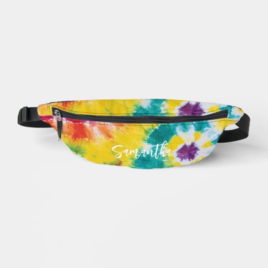 Rainbow Tie Dye Gepersonaliseerd Kleurrijk Heuptasje (Voorkant)