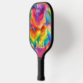 Rainbow Tie Dye Hearts Monogram Pickleball Paddle (Links)