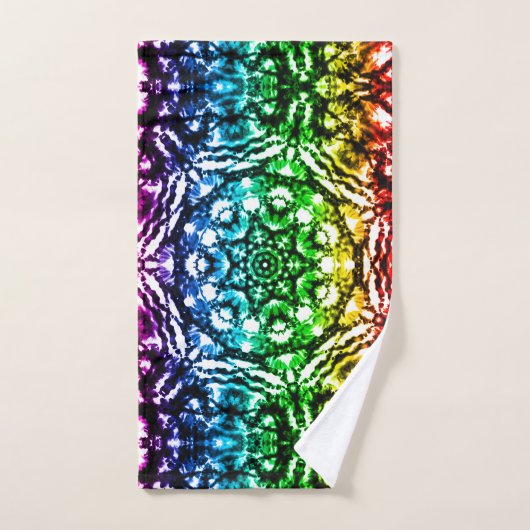 Rainbow Tie Dye Mandala Star (Serviette à main)