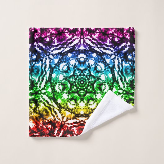 Rainbow Tie Dye Mandala Star (Gant de toilette)