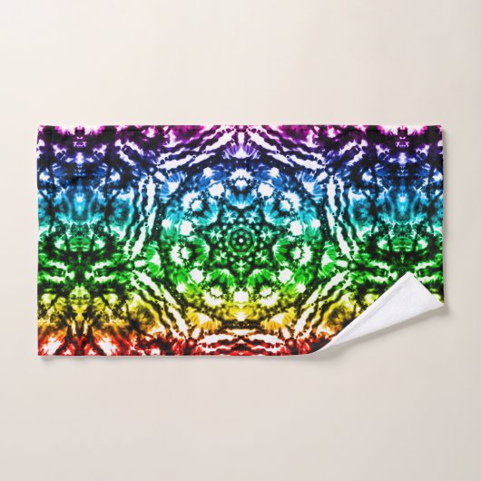 Rainbow Tie Dye Mandala Star (Serviette à main)