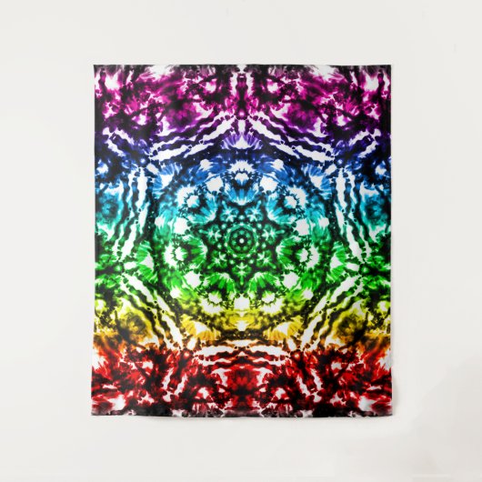 Rainbow Tie Dye Mandala Star Retro Wandkleed (Voorkant)
