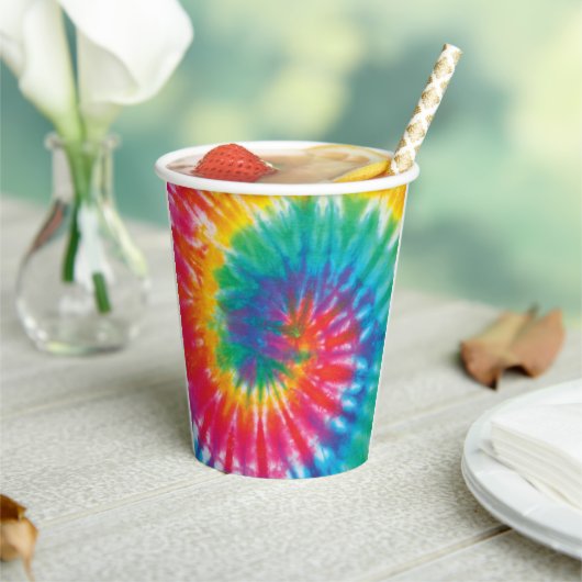 Rainbow Tie Dye Pattern Novelty Papieren Bekers (Insitu)