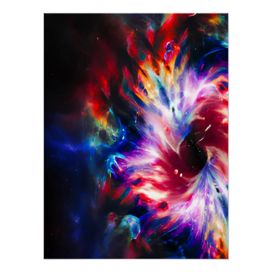 Rainbow TieDye Blackhole Galaxy Glossy Poster Perfect Poster (Voorkant)