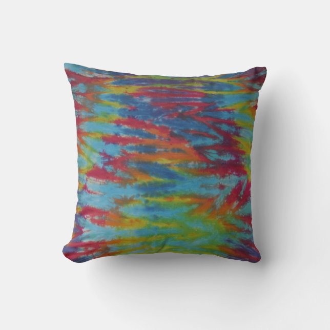 Rainbow Tiger Stripes Tie Dye Pillow Kussen (Voorkant)