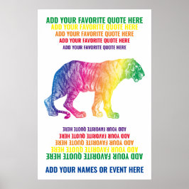 Rainbow Tiger voegt Jouw naam favoriete citaat Wil Poster