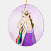 Rainbow Tongue Unicorn Keramisch Ornament (Links)