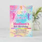 Rainbow Trampoline Park Girls Jump Birthday Kaart (Staand voorkant)