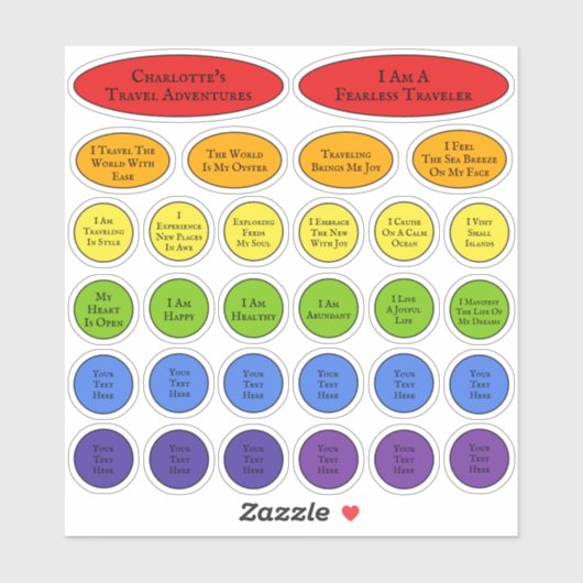 Rainbow Travel Affirmations Sjabloon van 30 Sticker (Vel)