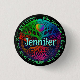 Rainbow Tree of Life Love Ronde Button 3,2 Cm