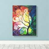 Rainbow Tree schilderij op Canvas print van JPDeny (Insitu (Houten vloer))