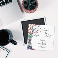 Rainbow Tree Weddenschap Save the Date Magnet