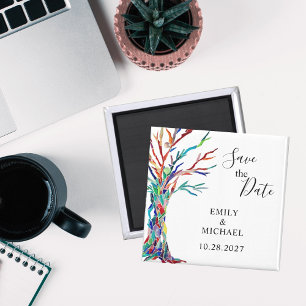 Rainbow Tree Weddenschap Save the Date Magnet Magneet