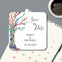 Rainbow Tree Wedding Save the Date