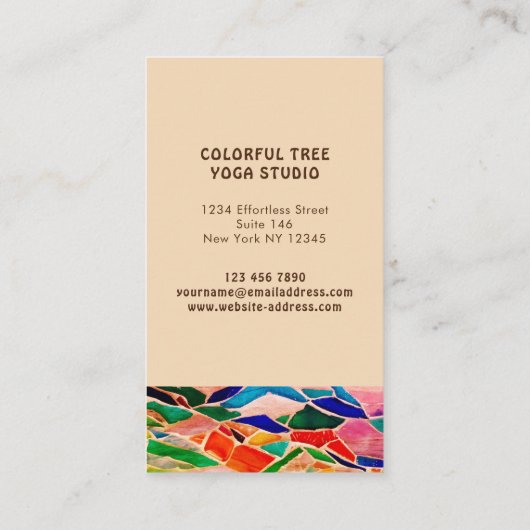 Rainbow Tree Yoga Instructor Beige Visitekaartje (Achterkant)