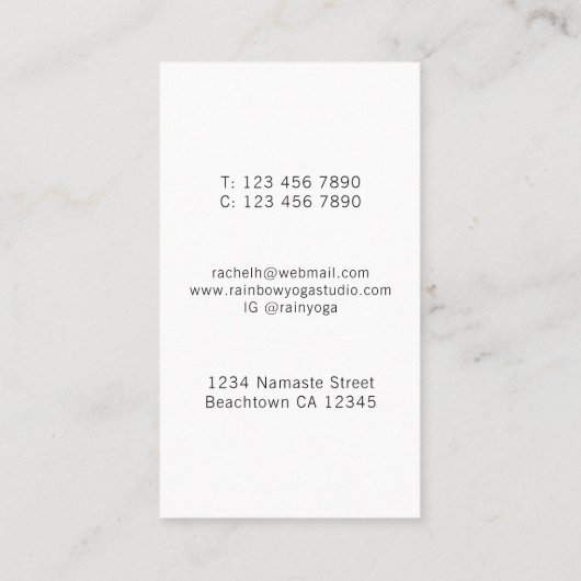 Rainbow Tree Yoga Studio Carte de visite (Dos)