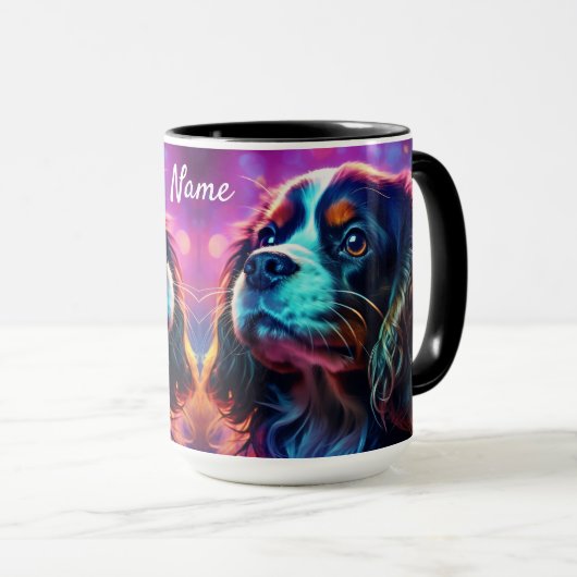 Rainbow Tri Cavalier King Charles Spaniel Hond Mok (Voorkant rechts)