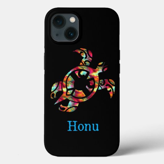 Rainbow Tribal Hawaiian Zee Turtle on Black Case-Mate iPhone Case (Achterkant)