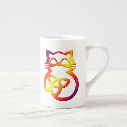 Rainbow Trinity Knot Celtic Cat Bone China Mok (Rechts)