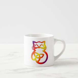 Rainbow Trinity Knot Celtic Cat Espresso Mok