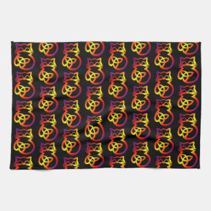 Rainbow Trinity Knot Celtic Cat Kitchen Towel Theedoek
