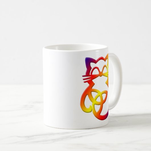 Rainbow Trinity Knot Celtic Cat Mug (Devant droit)