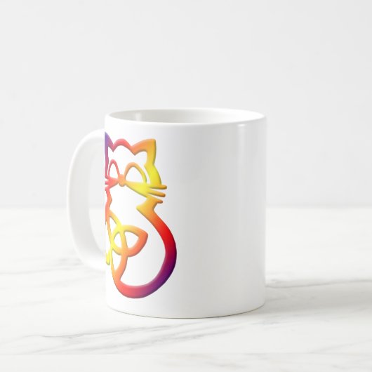 Rainbow Trinity Knot Celtic Cat Mug (Devant gauche)