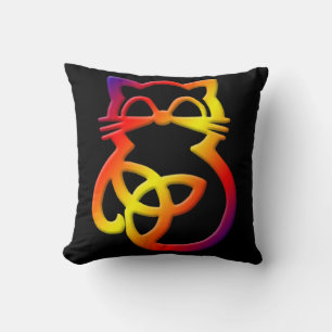 Rainbow Trinity Knot Celtic Cat Sierkussen