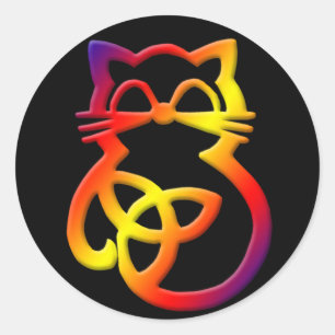 Rainbow Trinity Knot Celtic Cat Stickers
